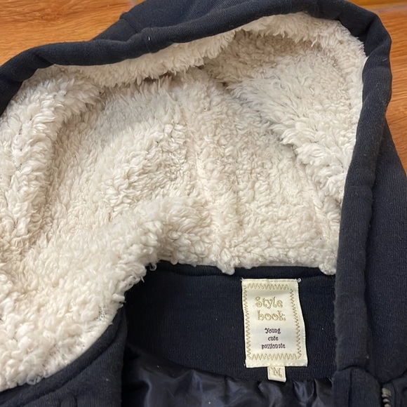 NWOT Navy Blue Preppy Pea Coat Toggle Buttons Jacket with Faux Fur Hood - Picture 8 of 10